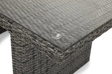 James Utebord 85x145 cm – Matbord utomhus i konstrotting med bordsskiva i Glas - Grå / Vit - Products - Utemöbler & utemiljö - Utebord & trädgårdsbord - Matbord utomhus