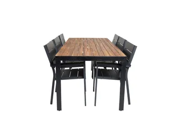 Bois Matgrupp Utomhus 200cm + 6 Levels Stapelbara Matstolar - Svart - Products - Utemöbler & utemiljö - Utegrupp - Matgrupp utomhus