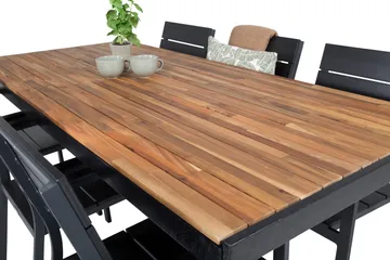 Bois Matgrupp Utomhus 200cm + 6 Levels Stapelbara Matstolar - Svart - Products - Utemöbler & utemiljö - Utegrupp - Matgrupp utomhus