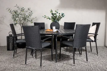 Break Matgrupp Utomhus Rund 150 cm + 6 Anna Matstol - Svart - Products - Utemöbler & utemiljö - Utegrupp - Matgrupp utomhus