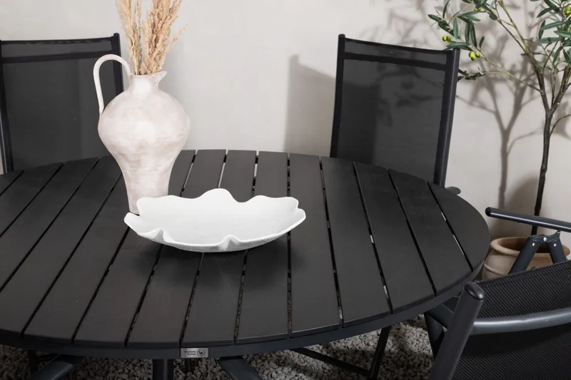 Break Matgrupp Utomhus Rund 150 cm + 6 Break Positionsstol - Svart - Products - Utemöbler & utemiljö - Utegrupp - Matgrupp utomhus
