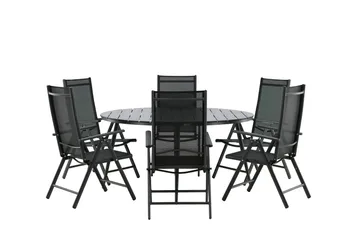 Break Matgrupp Utomhus Rund 150 cm + 6 Break Positionsstol - Svart - Products - Utemöbler & utemiljö - Utegrupp - Matgrupp utomhus