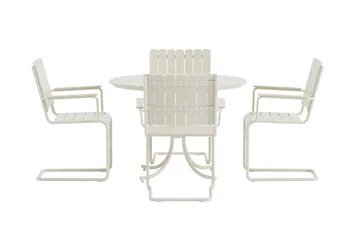 Kullaberg rund matgrupp utomhus med 4 stolar 104 cm stål aintwood - Vit - Products - Utemöbler & utemiljö - Utegrupp - Matgrupp utomhus