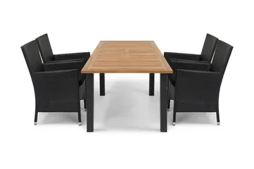Las Vegas Matgrupp Utomhus 152-210 + 4 Thor Fåtölj - Svart/Teak - Products - Utemöbler & utemiljö - Utegrupp - Matgrupp utomhus