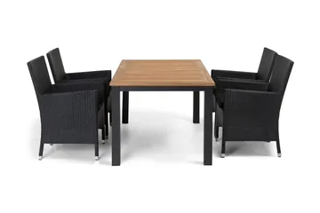Las Vegas Matgrupp Utomhus 152-210 + 4 Thor Fåtölj - Svart/Teak - Products - Utemöbler & utemiljö - Utegrupp - Matgrupp utomhus