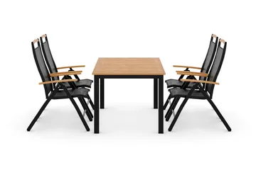 Las Vegas Matgrupp Utomhus 152-210 + 4 Positionsstol Lyx - Svart/Teak - Products - Utemöbler & utemiljö - Utegrupp - Matgrupp utomhus