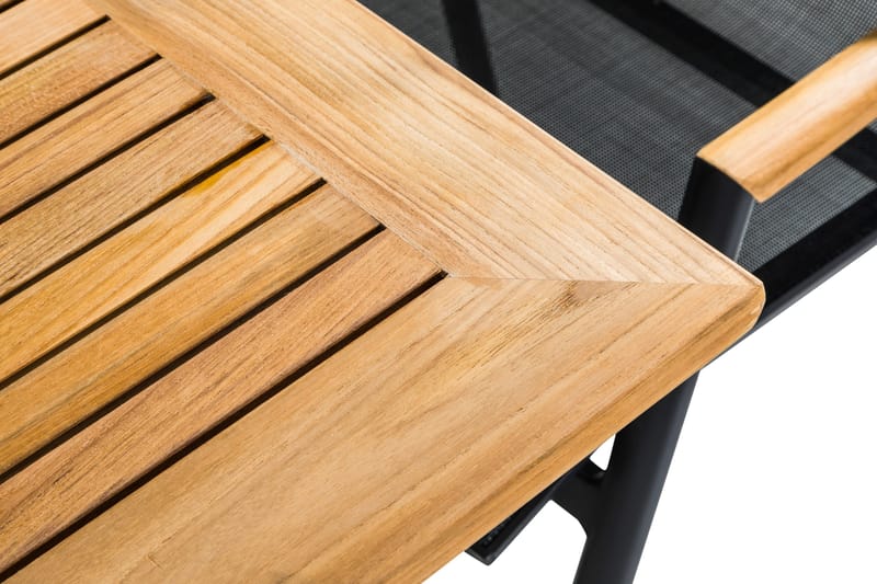 Las Vegas Matgrupp Utomhus 152-210 + 4 Positionsstol Lyx - Svart/Teak - Products - Utemöbler & utemiljö - Utegrupp - Matgrupp utomhus