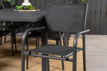 Marbella Matgrupp Utomhus 160-240 cm Rektangulär med 8 Santorini Utestolar - Svart - Products - Utemöbler & utemiljö - Utegrupp - Matgrupp utomhus