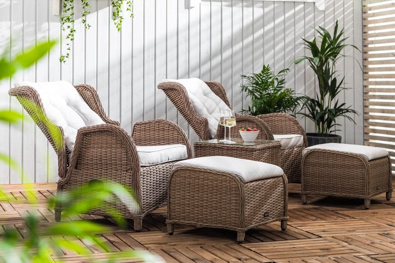 Marcus Caféset med 2 Reclinerfåtöljer Utomhus m Dyna - Natur - Products - Utemöbler & utemiljö - Utegrupp - Cafegrupp & cafeset