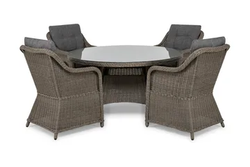 Marcus Matgrupp 140 Rund + 4 Fåtöljer m Dyna - Grå - Products - Utemöbler & utemiljö - Utegrupp - Matgrupp utomhus