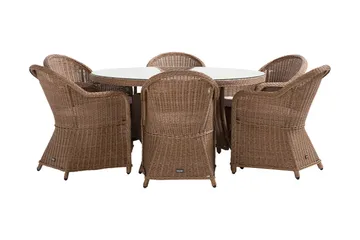 Marcus Matgrupp 140 Rund + 6 Light Fåtöljer m Dyna - Natur - Products - Utemöbler & utemiljö - Utegrupp - Matgrupp utomhus