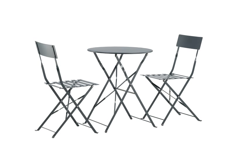 Marseille Caféset Rund Ø60 cm + 2 Matstolar Utomhus - Mörkgrå - Products - Utemöbler & utemiljö - Utegrupp - Cafegrupp & cafeset
