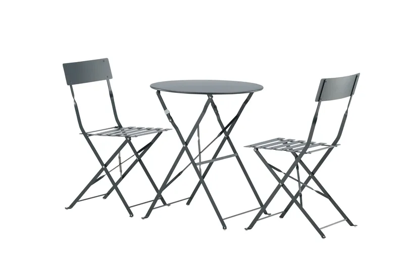 Marseille Caféset Rund Ø60 cm + 2 Matstolar Utomhus - Mörkgrå - Products - Utemöbler & utemiljö - Utegrupp - Cafegrupp & cafeset