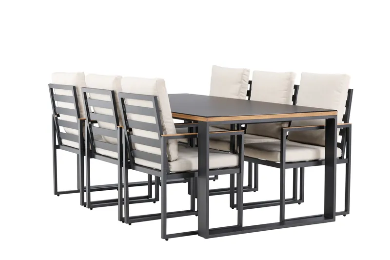 Aspvik Matgrupp 200x100cm - Svart/Teak - Products - Utemöbler & utemiljö - Utegrupp - Matgrupp utomhus