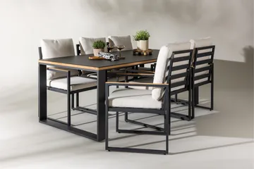 Aspvik Matgrupp 200x100cm - Svart/Teak - Products - Utemöbler & utemiljö - Utegrupp - Matgrupp utomhus