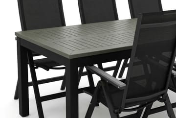 Monaco utomhus matgrupp förlängningsbart 210/310x90 med 6 Monaco Light positionsstolar - Svart/Grå - Products - Utemöbler & utemiljö - Utegrupp - Matgrupp utomhus