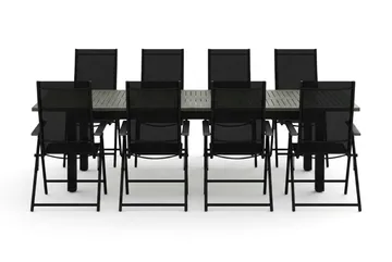 Monaco utomhus matgrupp förlängningsbart 210/310x90 med 8 Sanna positionsstolar - Svart/Grå - Products - Utemöbler & utemiljö - Utegrupp - Matgrupp utomhus