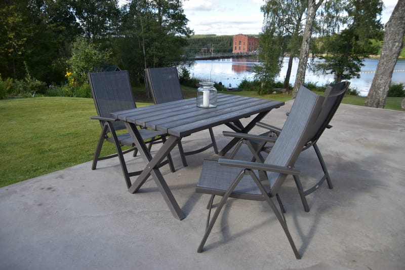Scottsdale Matgrupp Utomhus 150 cm + 4 Solanum Utestolar - Grå - Products - Utemöbler & utemiljö - Utegrupp - Matgrupp utomhus