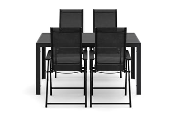 Siri Rektangulärt utebord 150 cm med 4 Sanna utestolar - Svart - Products - Utemöbler & utemiljö - Utegrupp - Matgrupp utomhus