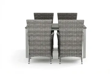 Tunis utomhus matgrupp 140x90 cm med 4 Thor utefåtöljer - Vit/Grå - Products - Utemöbler & utemiljö - Utegrupp - Matgrupp utomhus