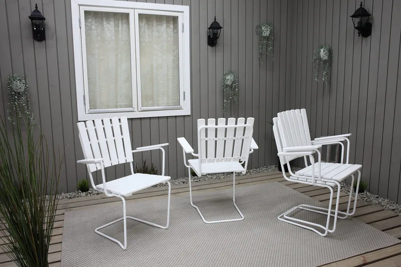 Vaxholm Matgrupp Utomhus Rund 100 cm + 4 Utestolar Vit - Products - Utemöbler & utemiljö - Utegrupp - Matgrupp utomhus